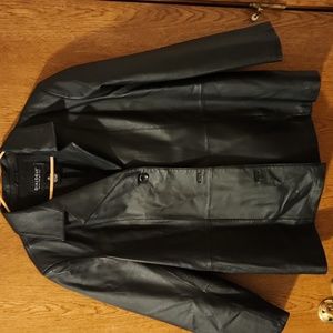 Nwt dialogue Black Leather Jacket Womens Large Pockets Button Closures